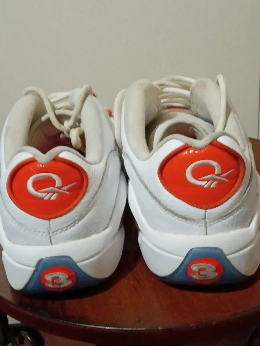 Reebok Question Low Patent Vivid Orange White Blue Men's Size 12 FX4999